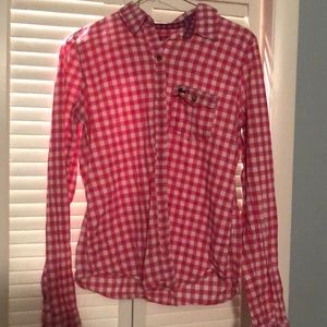 Long sleeve button up Abercrombie pink & white